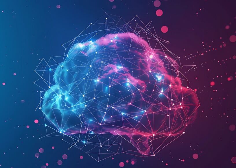 Abstraktes Hirn mit futuristischen digitalen Verbindungen für innovative Entwicklung künstliche Intelligenz