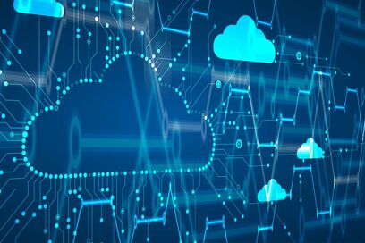 Cloud-Technologie. Integriertes digitales Web-Konzept im Hintergrund