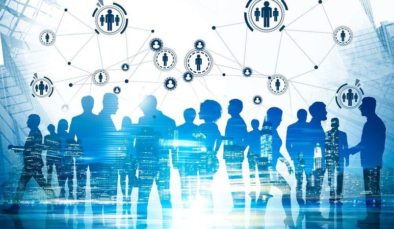 Menschen in einem Cityoffice. Online business