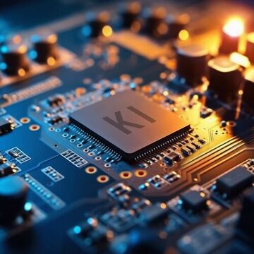 Motherboard mit KI-Zeichen auf der CPU
