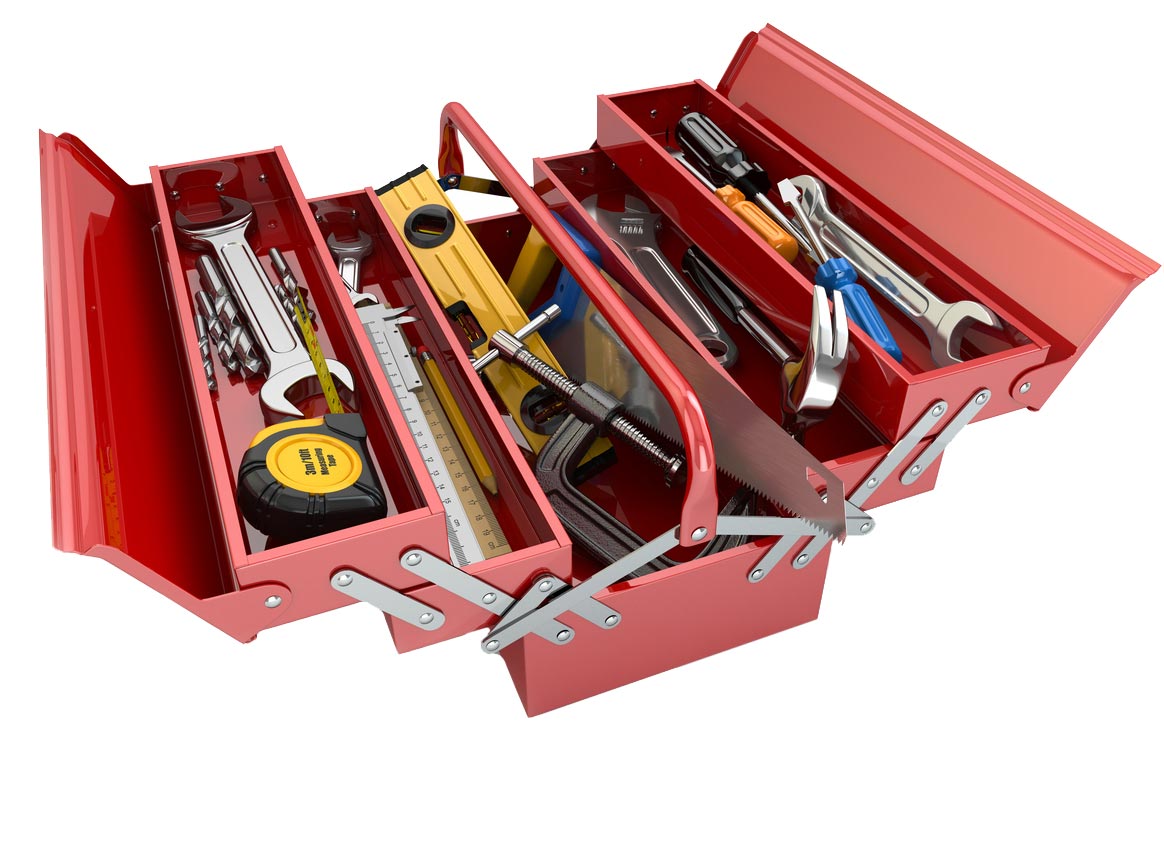 Werkzeugkasten gefüllt mit diversen Werkzeugen