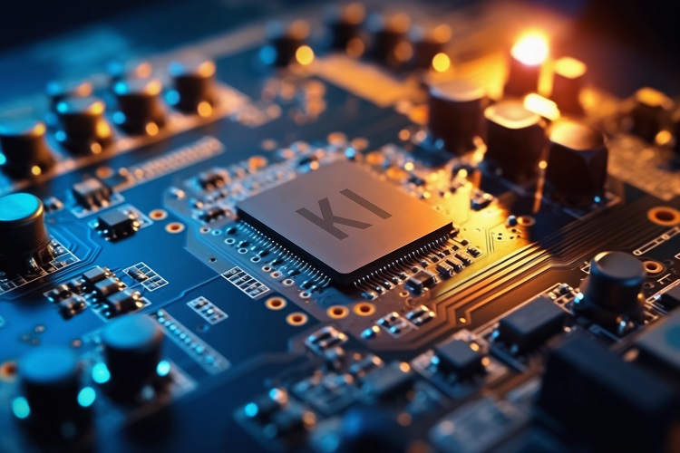 Motherboard mit KI-Zeichen auf der CPU