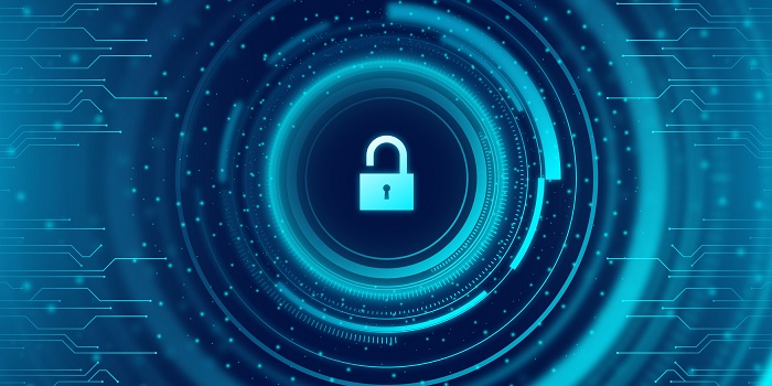 Abstrakte sichere Technologie-Hintergrund mit Einem offenen Bügelschloss 